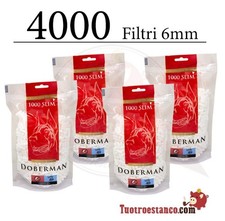 4 x Sacchetto DOBERMAN filtri Slim 6 mm di 1000 filtri - TOTALE 4000 FILTRI