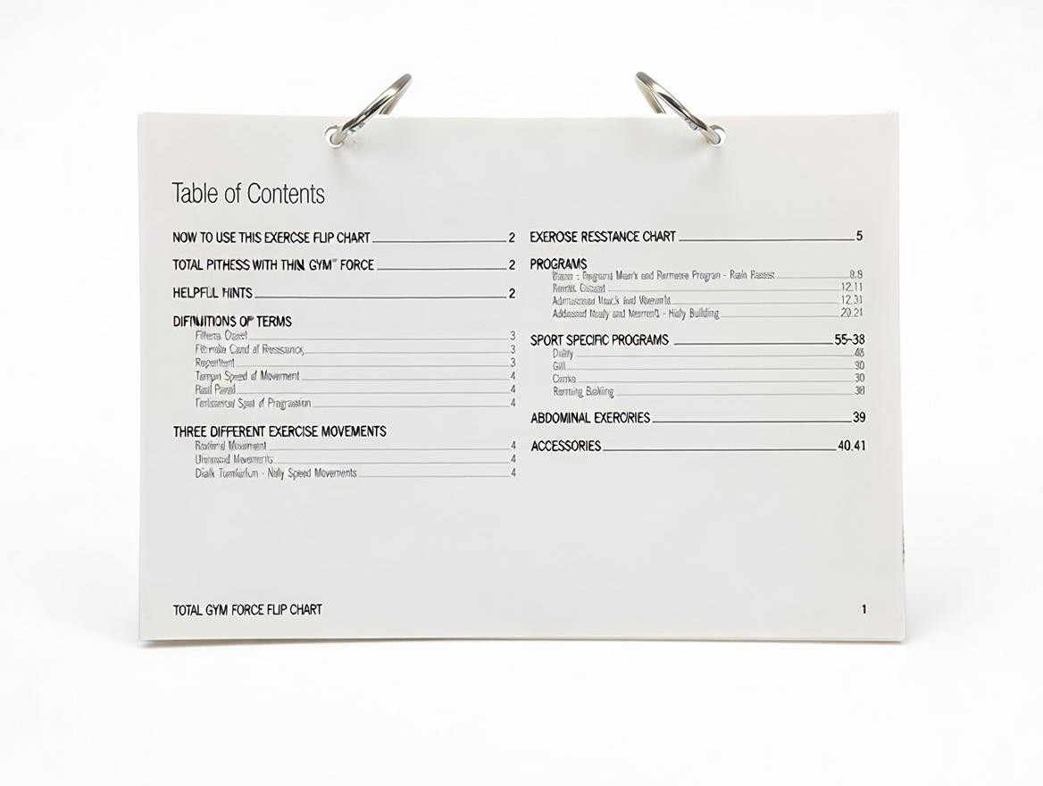 Total Gym Force Exercise Flip Chart