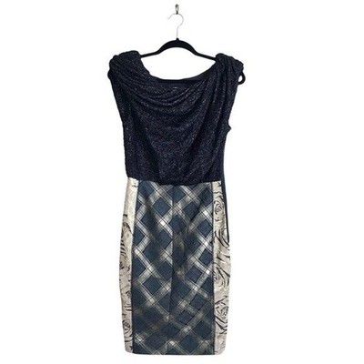 Byron Lars Beauty Mark Boucle Soft Drape Mixed Media Pencil Dress Size 2