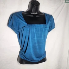 Vintage y2k Blue square neck preppy top