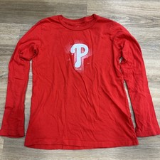 Used Philadelphia Phillies Long Sleeve T Shirt Boys Medium 10/12 Red