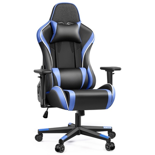 Zimilo Ergonomischer Gaming Stuhl Schreibtischstuhl Chefsessel Bis 150Kg Blau-image