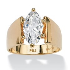 2.48 TCW Marquise-Cut Cubic Zirconia Solitaire Ring in Gold-Plated