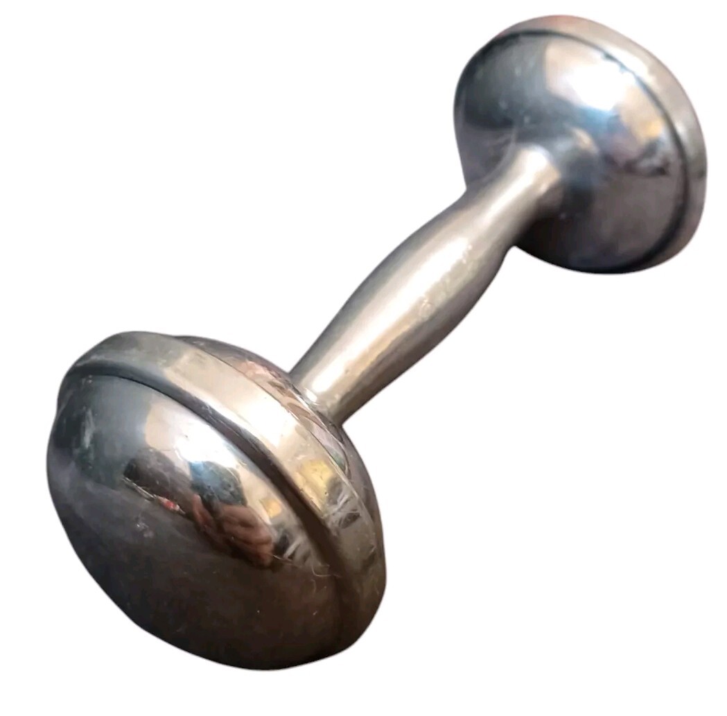 Salisbury Pewter Dumbbell 4" Baby Rattle Toy Barbell LDG Monogram