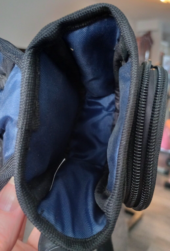 Dakota Camera Gadget Crossbody Case Bag Navy Black Thick Canvas Blue Lining - Picture 6 of 9