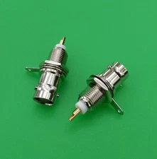 (2 PCS) BNC Female Bulkhead Solder (Long Thread) Connector - USA Seller
