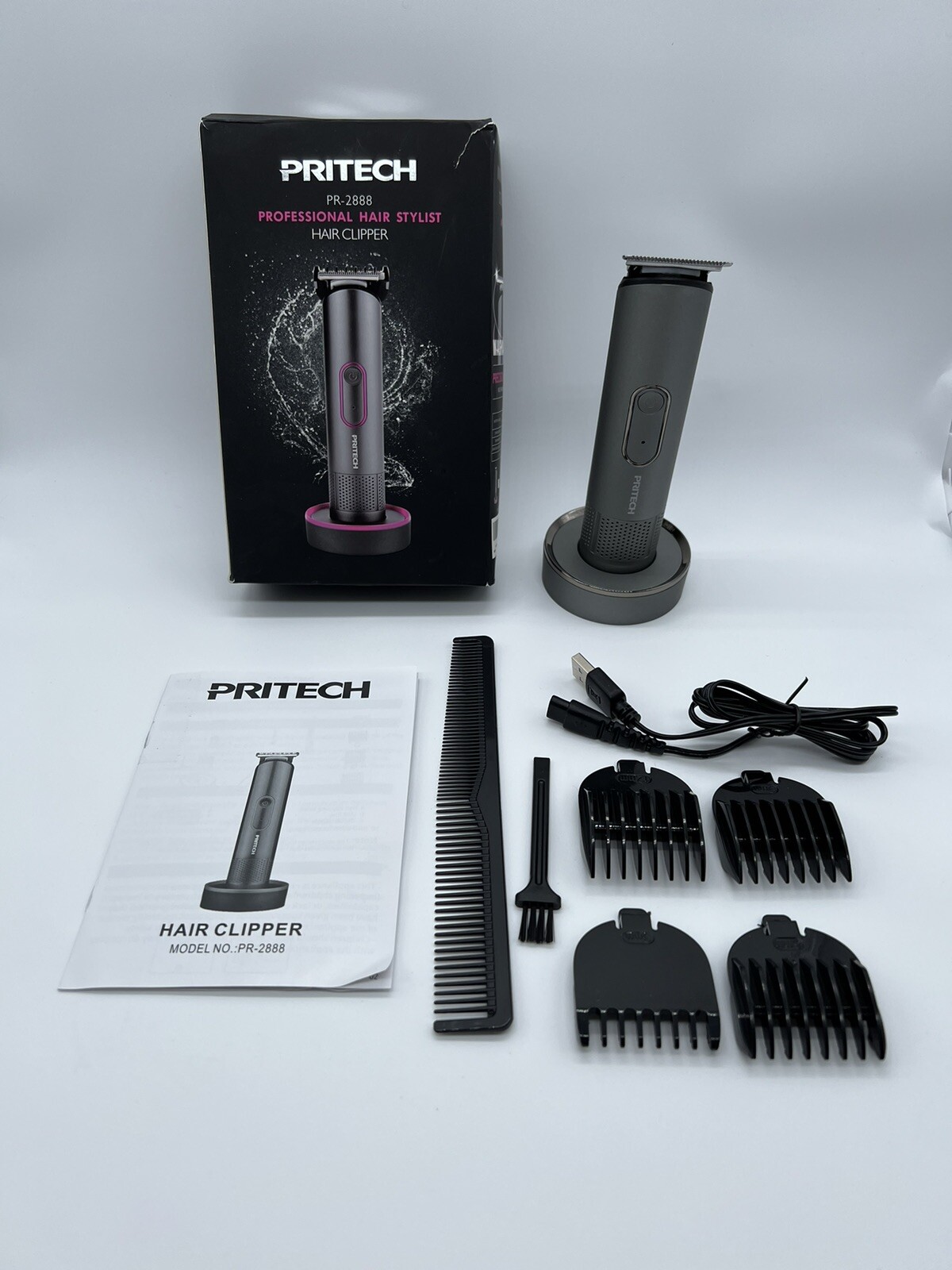 PRITECH Rechargeable Hair Trimmer for Men Women Kids Beard Clipper Cordless Grooming Kit