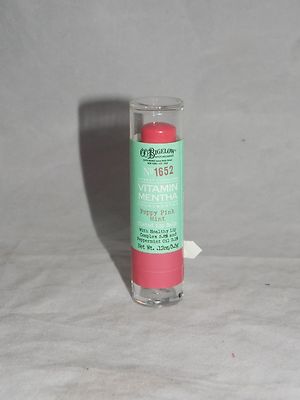 Co Bigelow #1652 Vitamin Mentha POPPY PINK MINT Tinted Lip Balm .12 oz New