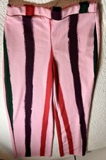 Pretty Little Thing Pink Purple Red Green Stripe Wide Leg Pants Size 8 Colorful