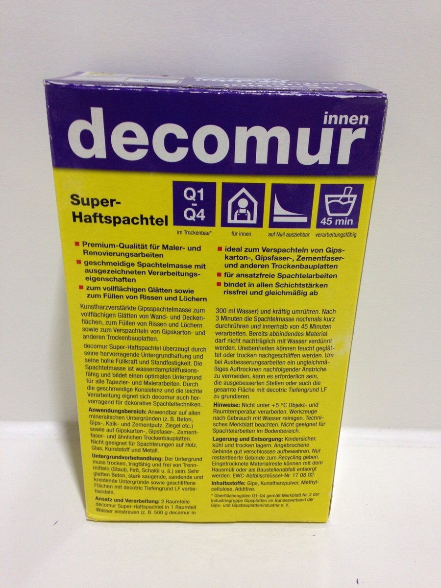 decotric decomur Super-Haftspachtel 500g Kunstharzvergütet f. Putz Beton Gipskar