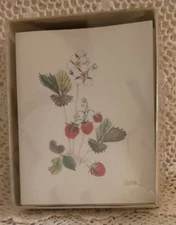 NEW Strawberry Box of 10 Note Cards & Envelopes Marian Heath Sudbury MA  (4"x5")
