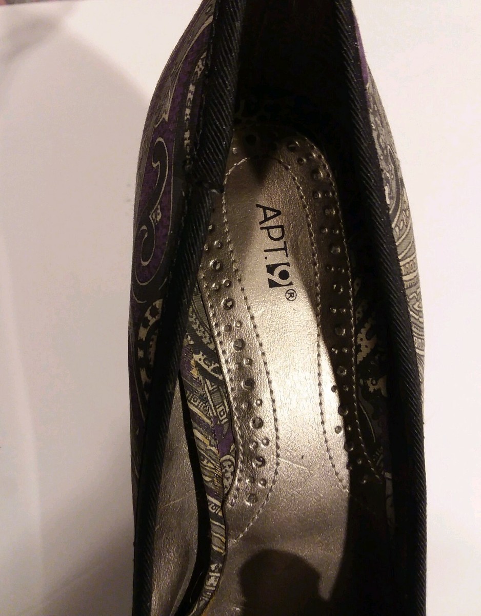 Escarpins à Talons Hauts Apt. 9 - Imprimé Paisley Violet - Talon 3.25 Pouces - Bout Ouvert - Taille 6M - Occasion