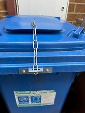 WHEELIE BIN LID LOCK 8" Chain Security LID LOCK Stop ID Theft No Padlock