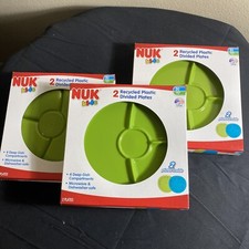 NUK Kids Divided Plate Set of Three 2 Piece Sturdy Deep Dish Microwave Safe