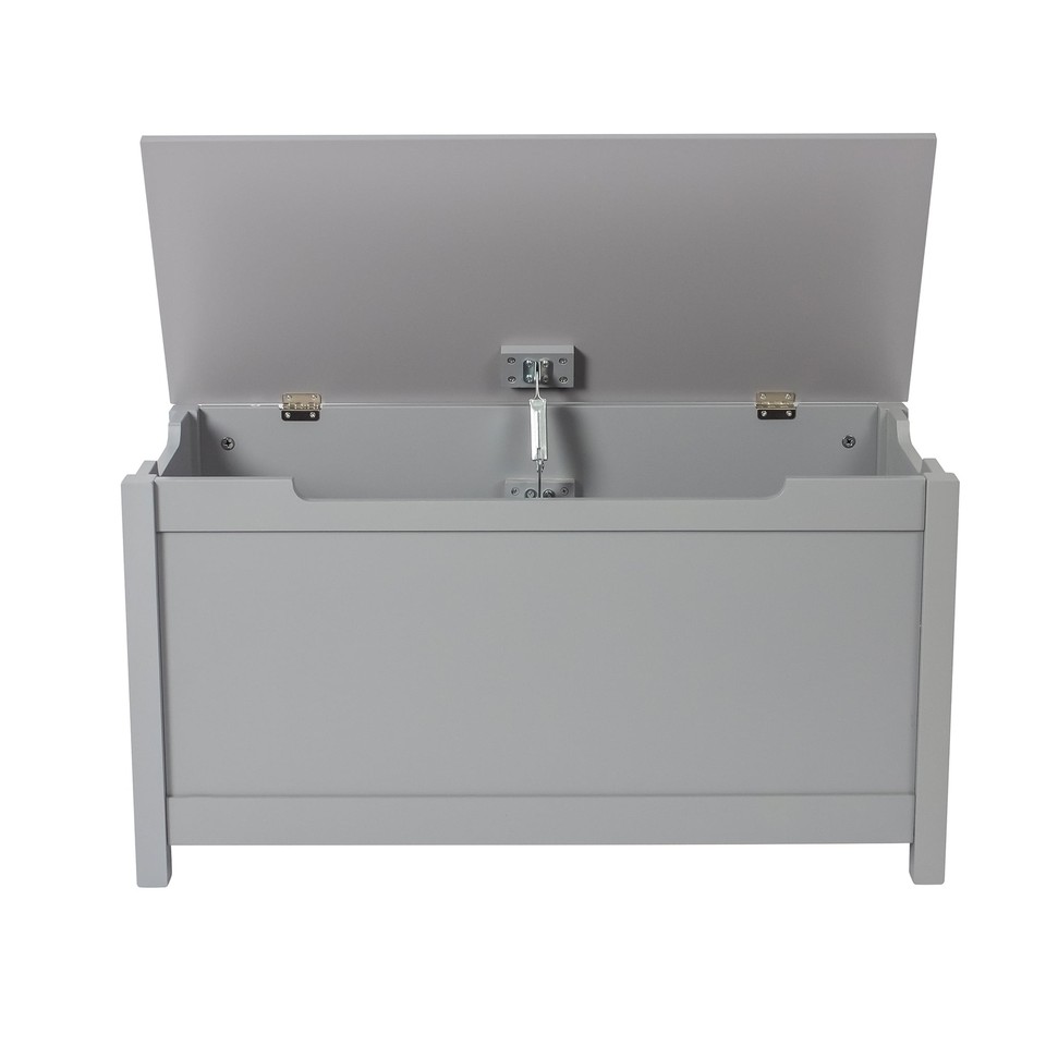 Toy Chest Wooden Storage Bench Seat w/Safety Hinge Lid, Kids Toy Box