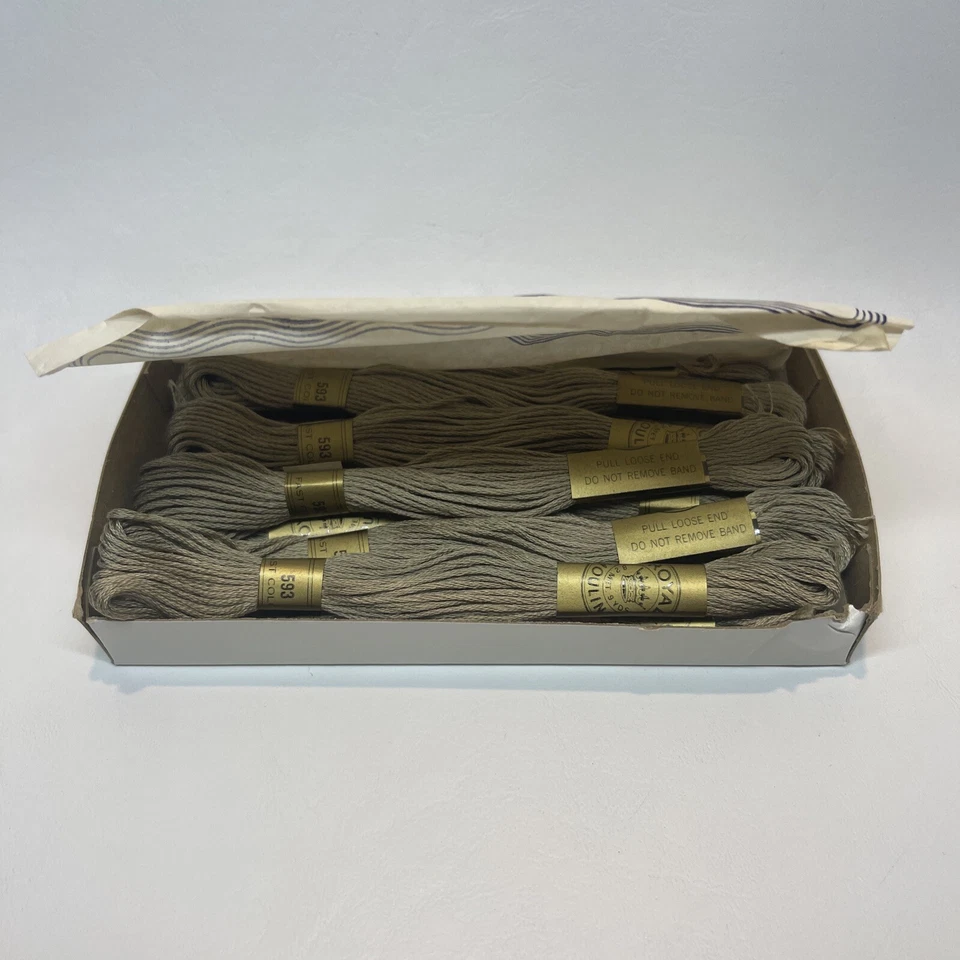 Vintage Royal Mouline 6 Strand Floss Mercerized Cotton Lot of 11 Cocoa Beige 593 - Image 3 of 4