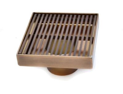 SereneDrains SS 4 Inch Square Shower Drain Kit Linear Wedge Oil Rubbed Bronze