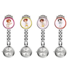 Cartoon Crown Nurse Watch Doctor Clip-on Fob Quartz Pocket Watch Brooch Hanging