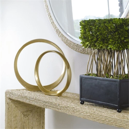 Uttermost Jimena 2-Piece Contemporary Aluminum Ring Sculpture Set in Gold - Picture 4 of 5