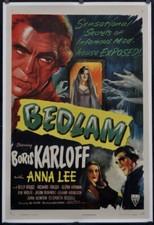 Bedlam 1946 ORIG 27X41 LIN-BACK MOVIE POSTER BORIS KARLOFF ANNA LEE BILLY HOUSE
