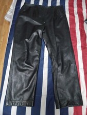 Vintage Yvonne Marie Black Leather Super High Rise Straight Leg Pants SZ 16 B3