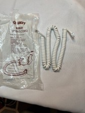 Generic Handset Cord Landline Phone White 12 Ft Coil Curly Receiver Vintage