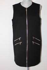 NWT Dolce & Gabbana Black Sleeveless Vest Dress Multi Zip Wool Crepe E 48 $2195