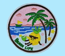 BEACH LIFE PINEAPPLE SUNGLASSES VACATION ADVENTURE OUTDOOR TRAVEL IRON ON PATCH