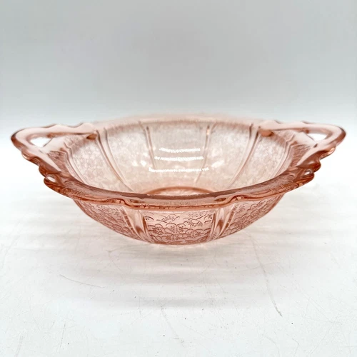 Jeannette Depression Glass Cherry Blossom Pink 2-Handled Round Bowl