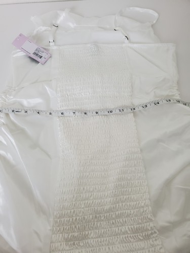 🔥Wild Fable White Satin Ruched Knee Length Dress Women New Sz Large - Picture 3 of 3