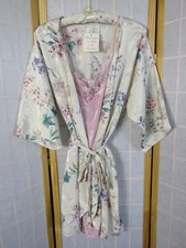 NWT California Miss Peignoir Set Womens SZ S Pink Robe Floral Sleepwear  Panty