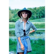 Tuckernuck dress size XXL Ashton Knit Polo Navy Stripe Preppy Academia Old Money