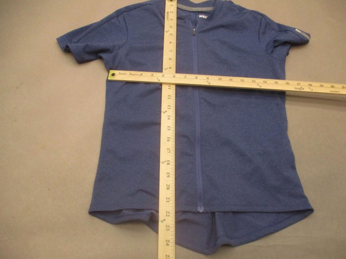 REI Size M Womens Blue Stretch Back Pocket Zip Up Short Sleeve