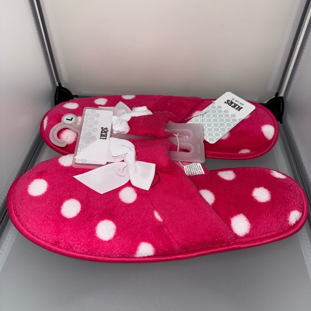SAOLA Ciabatte donna ROSA con POIS BIANCHI slip on suola gomma L 10 11