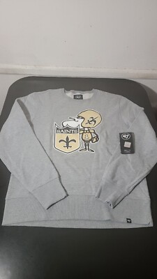 '47 Brand NFL New Orleans Saints Legacy Gray Crew Pullover Sweatshirt Mens Large
