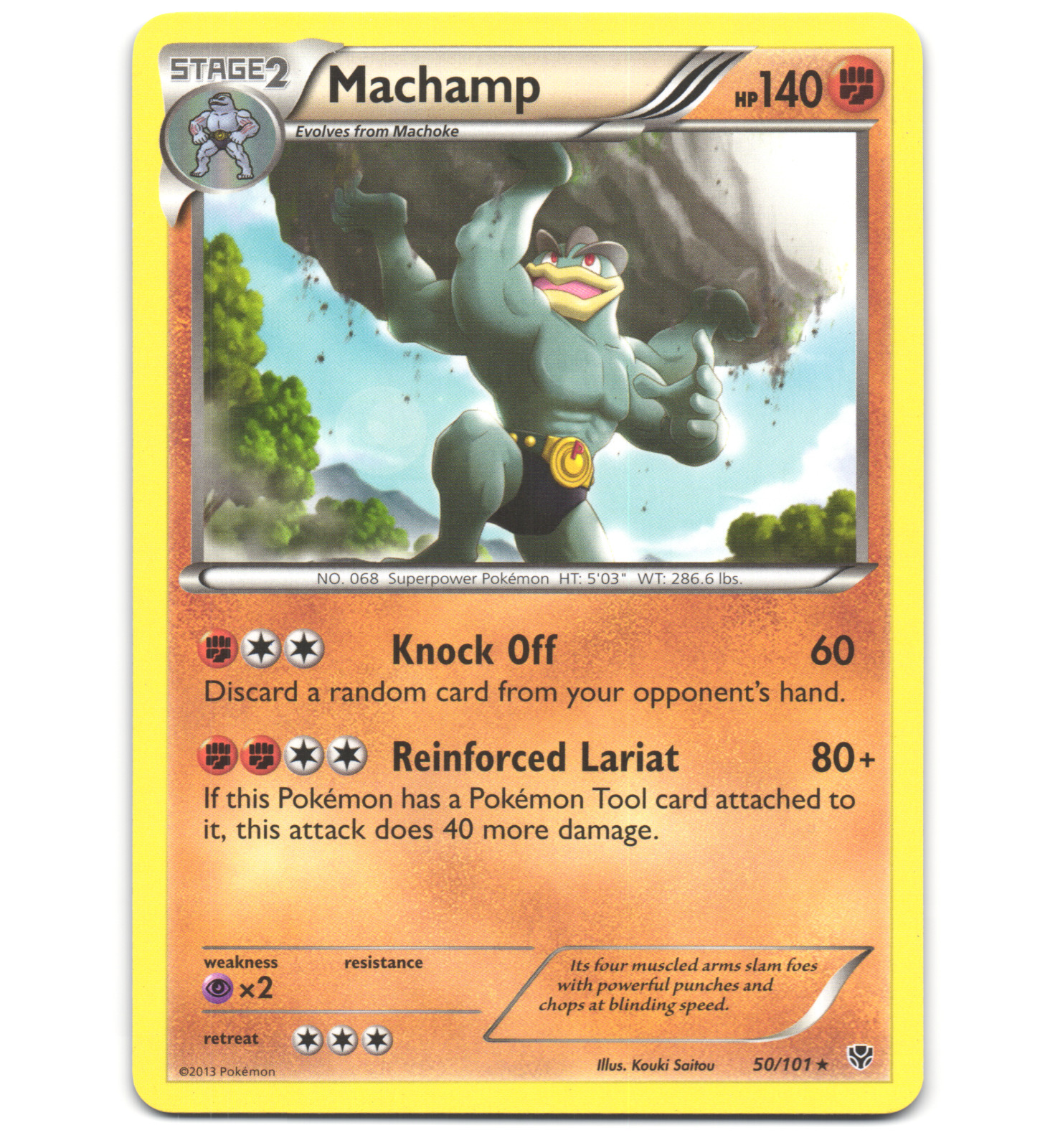 Pokemon 2013 Light Play Machamp 50/101 Plasma Blast Rare Card