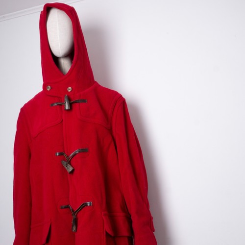 Burberry London Men Vintage Herringbone Toggle Wool Red Harington Duffle Coat 50 - Picture 3 of 12