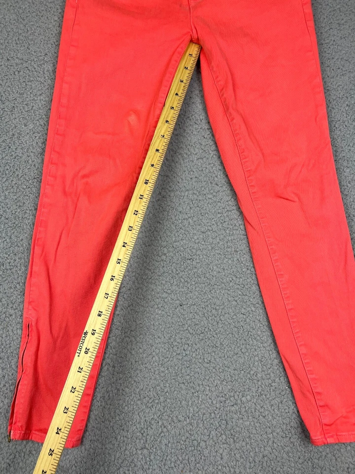 J Crew джинсы женщин 26 оранжевый джинсовой ткани лодыжки молнии зубочистка узкие неоновые заниженной - Изображение 3 из 4