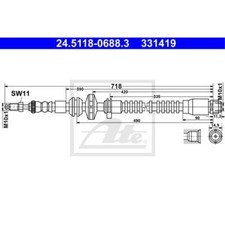 ATE Bremsschlauch Bremsleitung vorne für BMW 5er Touring 7er 24.5118-0688.3