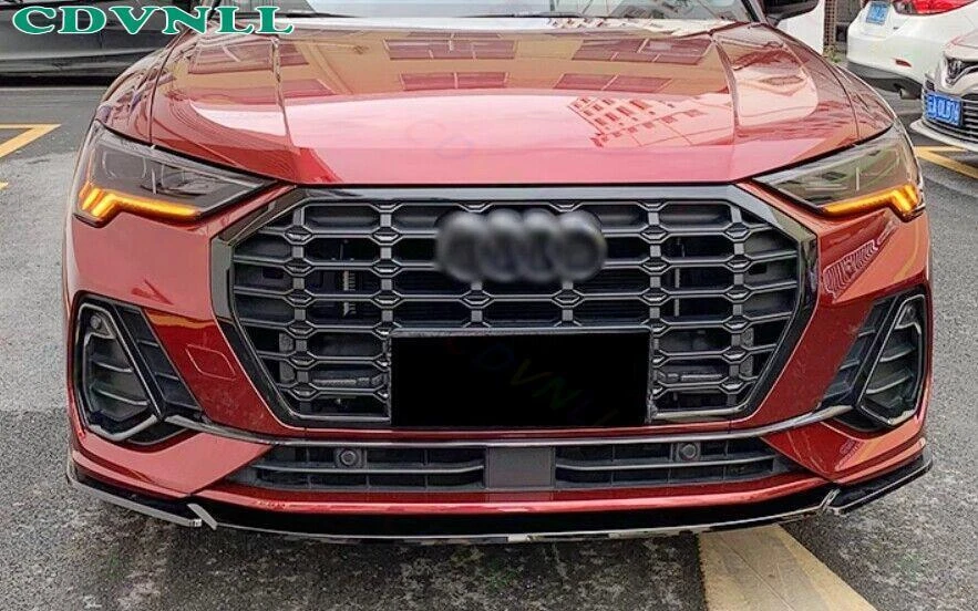 Kit de carrocería alerón labial parachoques delantero negro mate para Audi Q3 Quattro 2019-2024 tira Foto 4 de 4