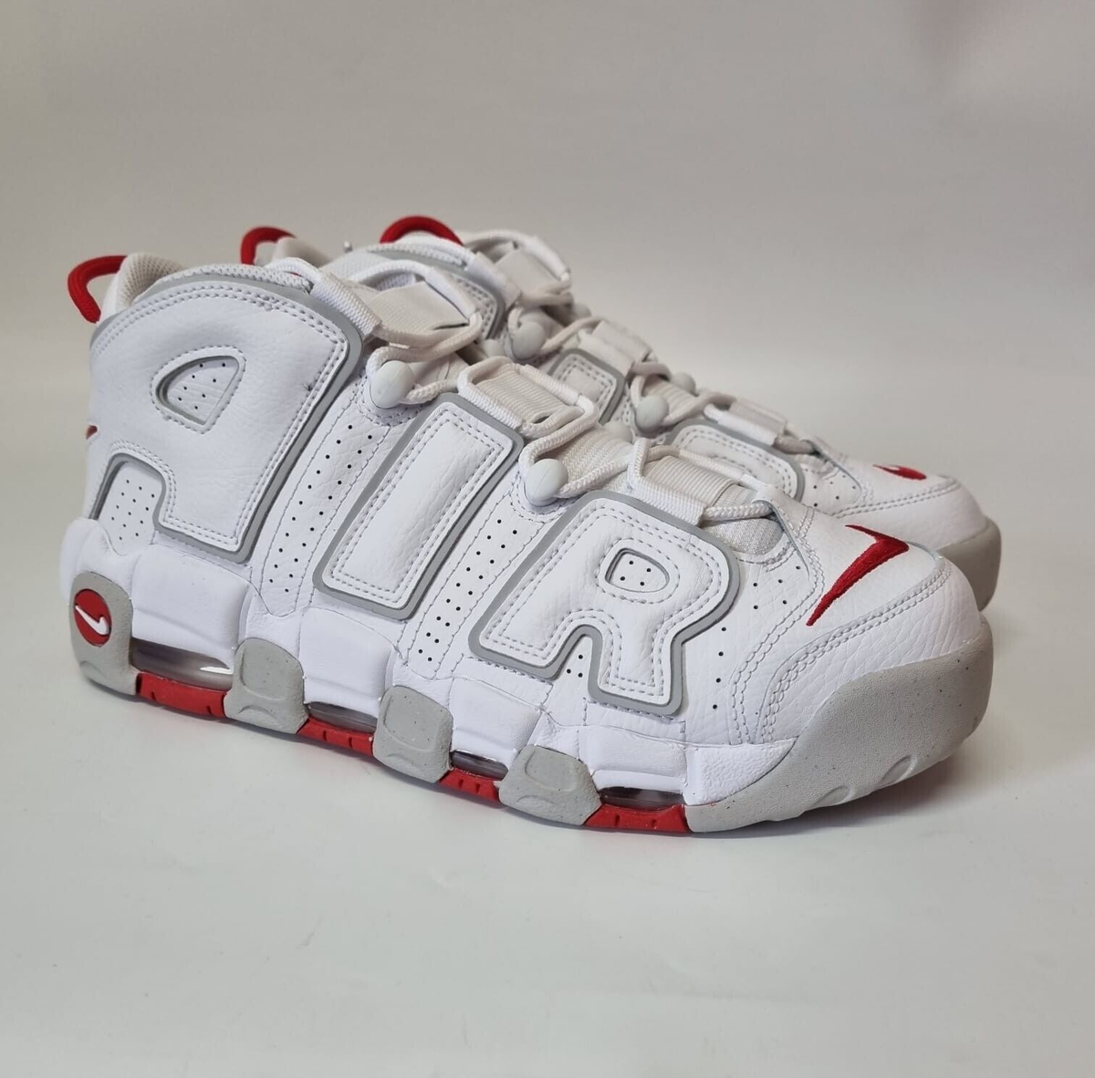 Nike Air Uptempo 96 White Red Grey Leather Basketball Sneakers Men