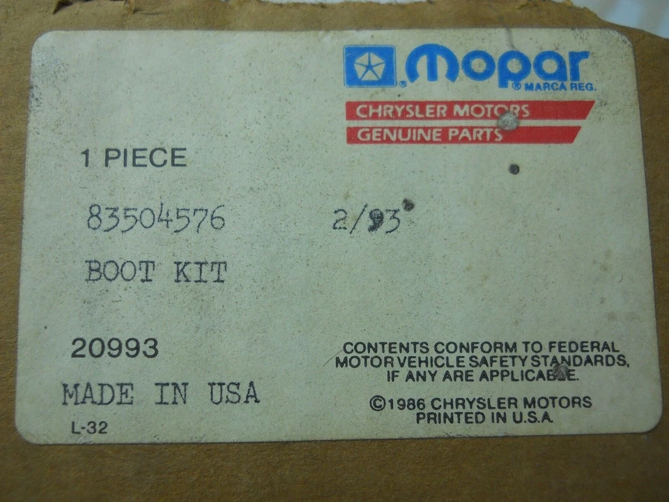 KIT MALETERO CV FUERABORDA DODGE MONACO EAGLE PREMIER MOPAR 83504576 NOS 1988-1992 Foto 3 de 3