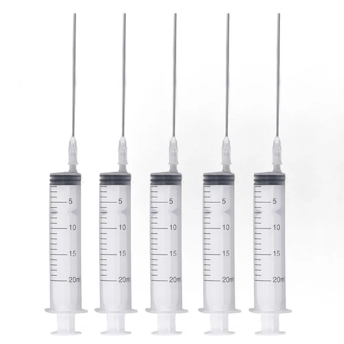5Pcs 20ml Industrial Syringe With Blunt Tip Needle For Refilling Cartridges Ink