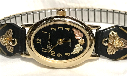 Vintage Rushmore Quartz Black Hills Gold 12K Gold Leaves Ladies Watch Works