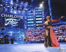CHARLOTTE FLAIR SIGNED AUTOGRAPH WWE 11x14 PHOTO BAS BECKETT THE QUEEN WOOOOO