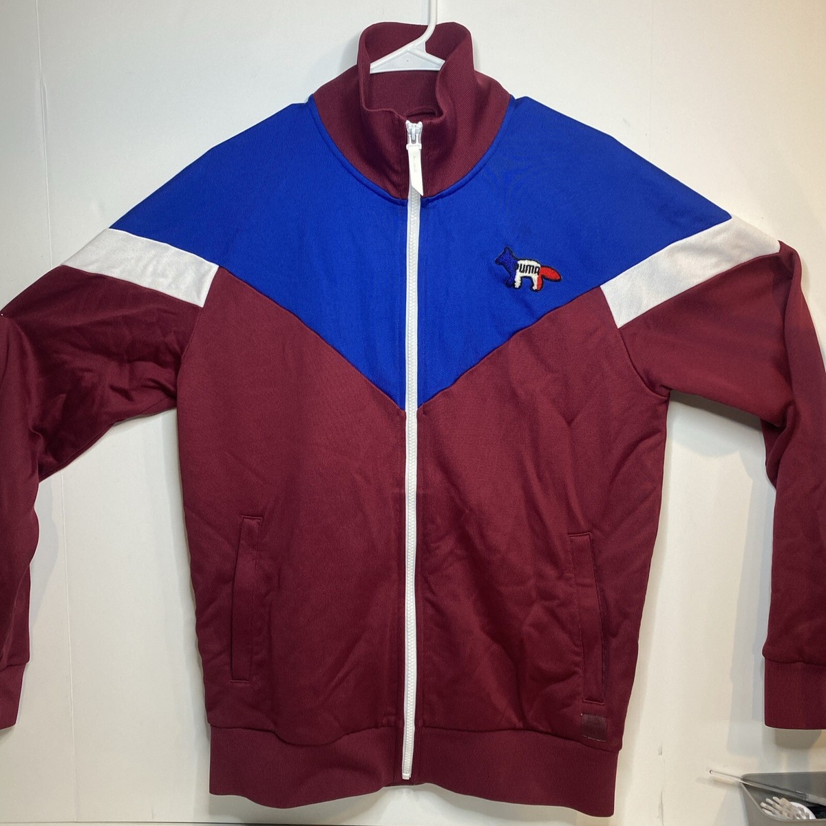 Puma X Maison Kitsune MCS Track Top Jacket Maroon Blue Men