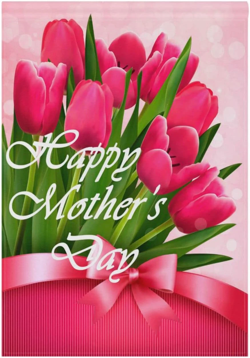 Happy Mother'S Day Hoiliday Welcome Garden Flag 12X18 Inch Red Tulips for Mom Ya - Picture 1 of 6
