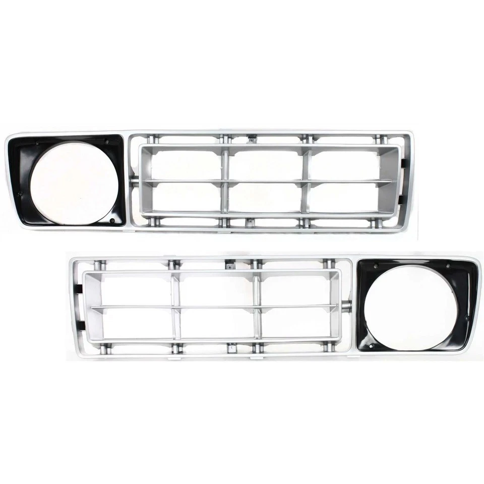 New Grille Left & Right Side Silver Plastic Set of 2 For 76-77 Ford F-150 F-250 Foto 2 de 4
