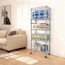 5-Tier Heavy Duty Metal Shelving Unit Garage Wire Shelves 2000 lbs Rack Wheels