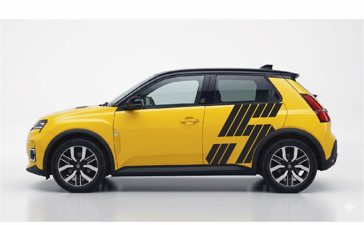 Autocollants adhésifs Renault 5 elect hydrofuge et anti-UV pour flanc